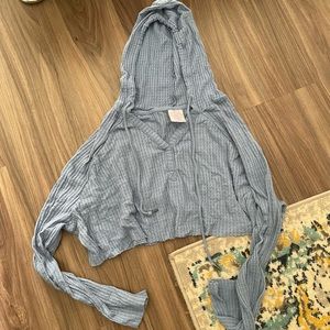 Purplish grey cropped lightweight hoodie